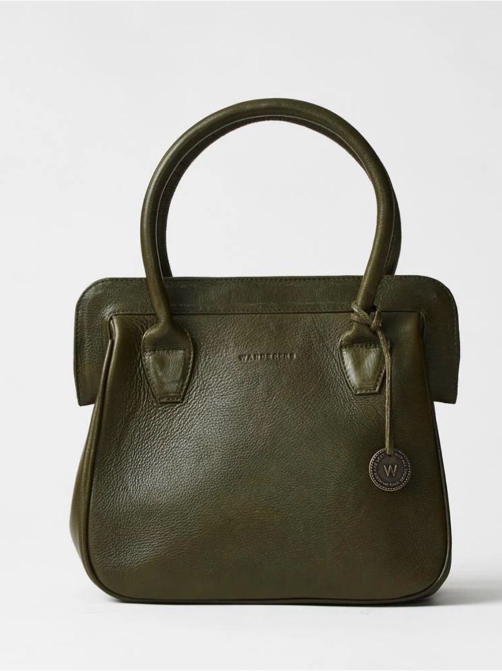 Wanderers Travel Co Olive Green Leather Les Revoires Doctor Bag Purse Tote